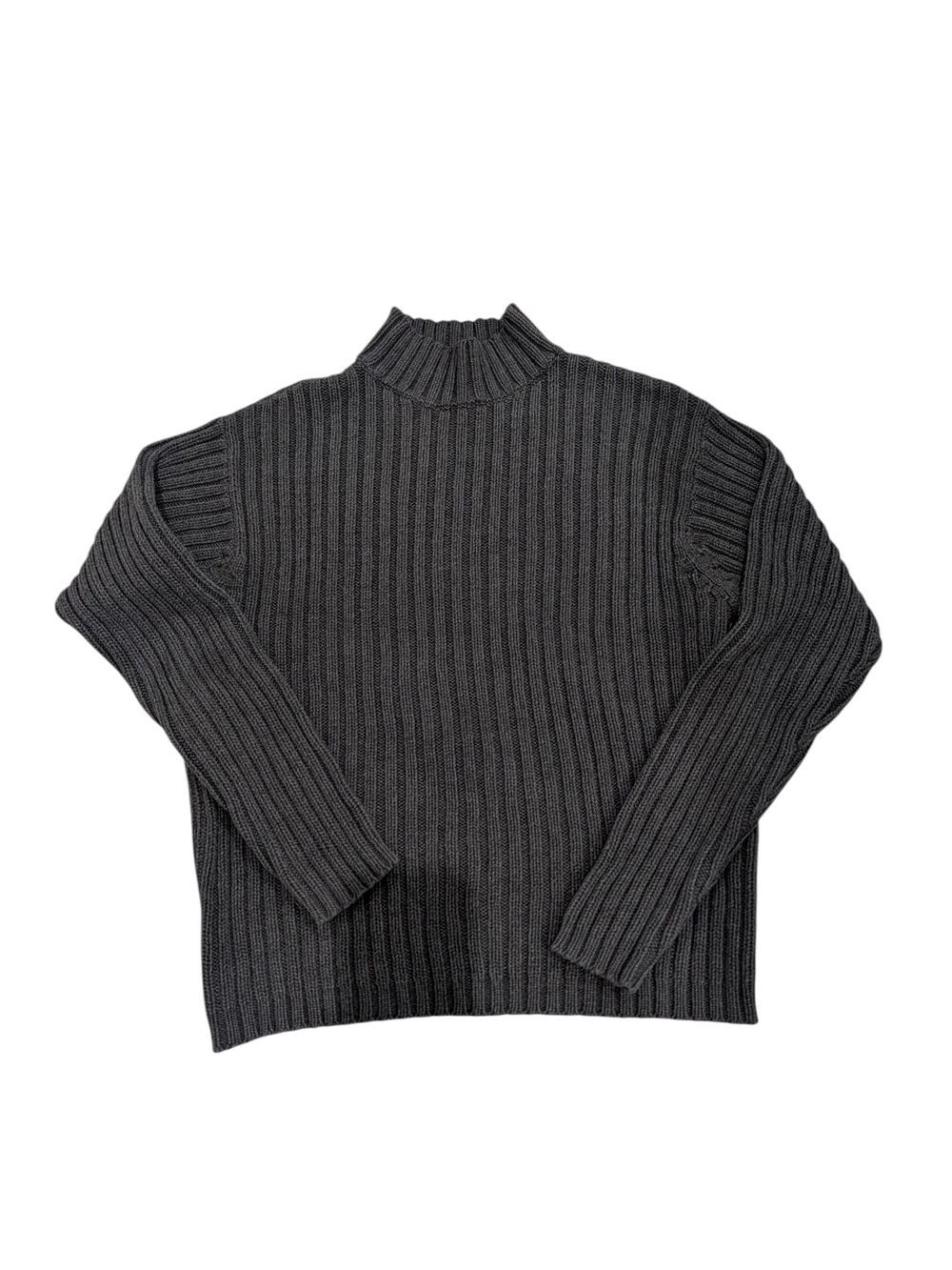 Vintage Y2K GAP Sweater Men's M Gray 100% Cotton Ribbed Turtleneck Chunky Knit